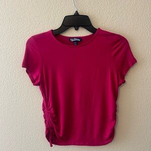 Freshman Ruched Side Top In Redish Pink Juniors Size XL (16) NWOT